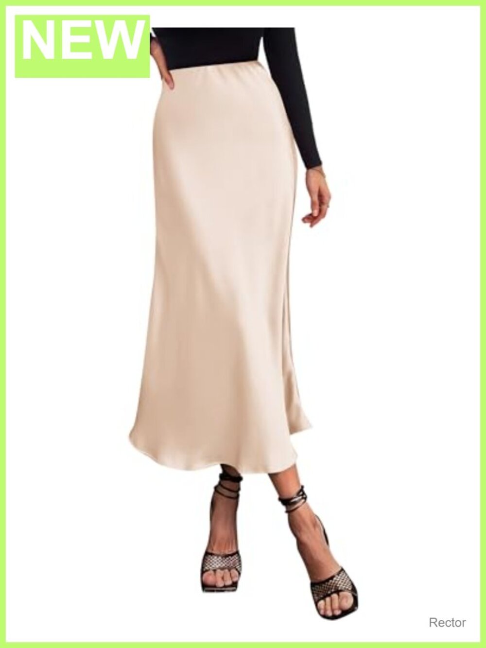 Flowy Satin A-Line Long Skirt High Rise Casual Business Office